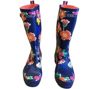 Vera Bradley Blue Multicolor Santiago Floral Rain Boots Women's Size US 10